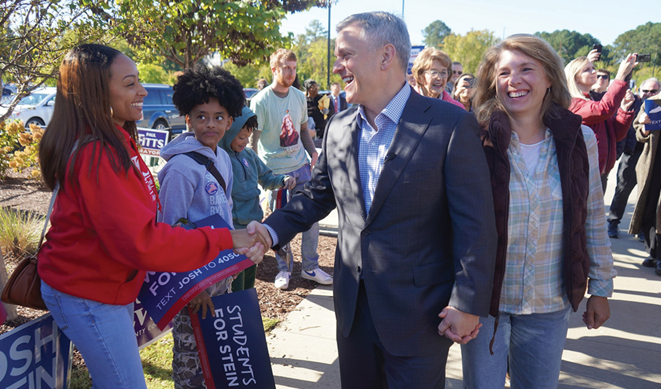 Candidate shaking hands