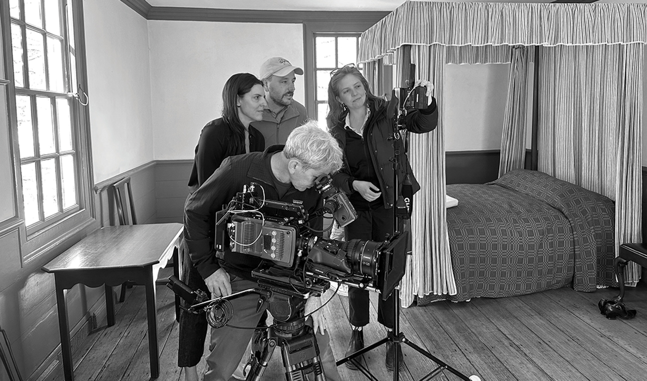 Four-person film crew