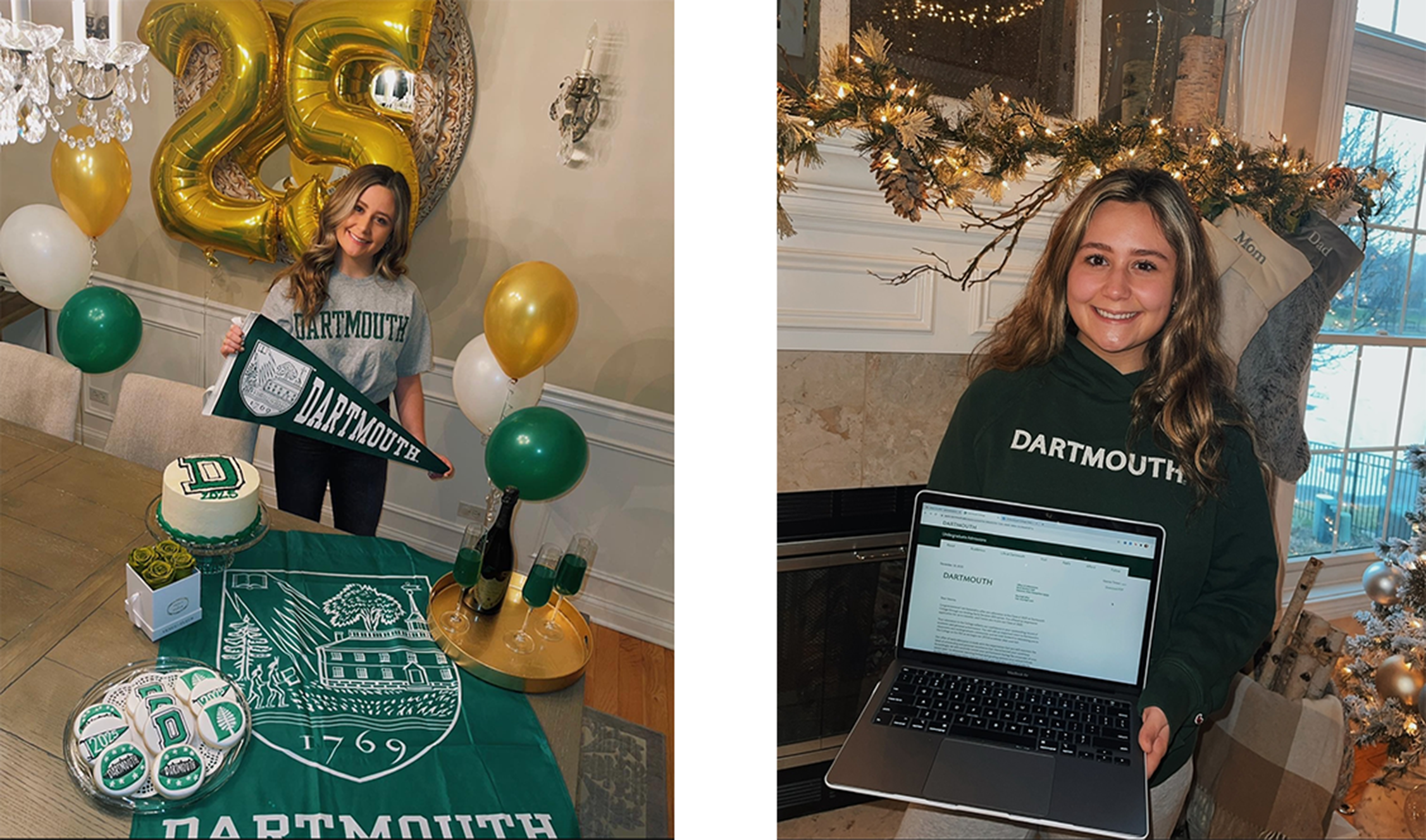 Student celebrating with decorations