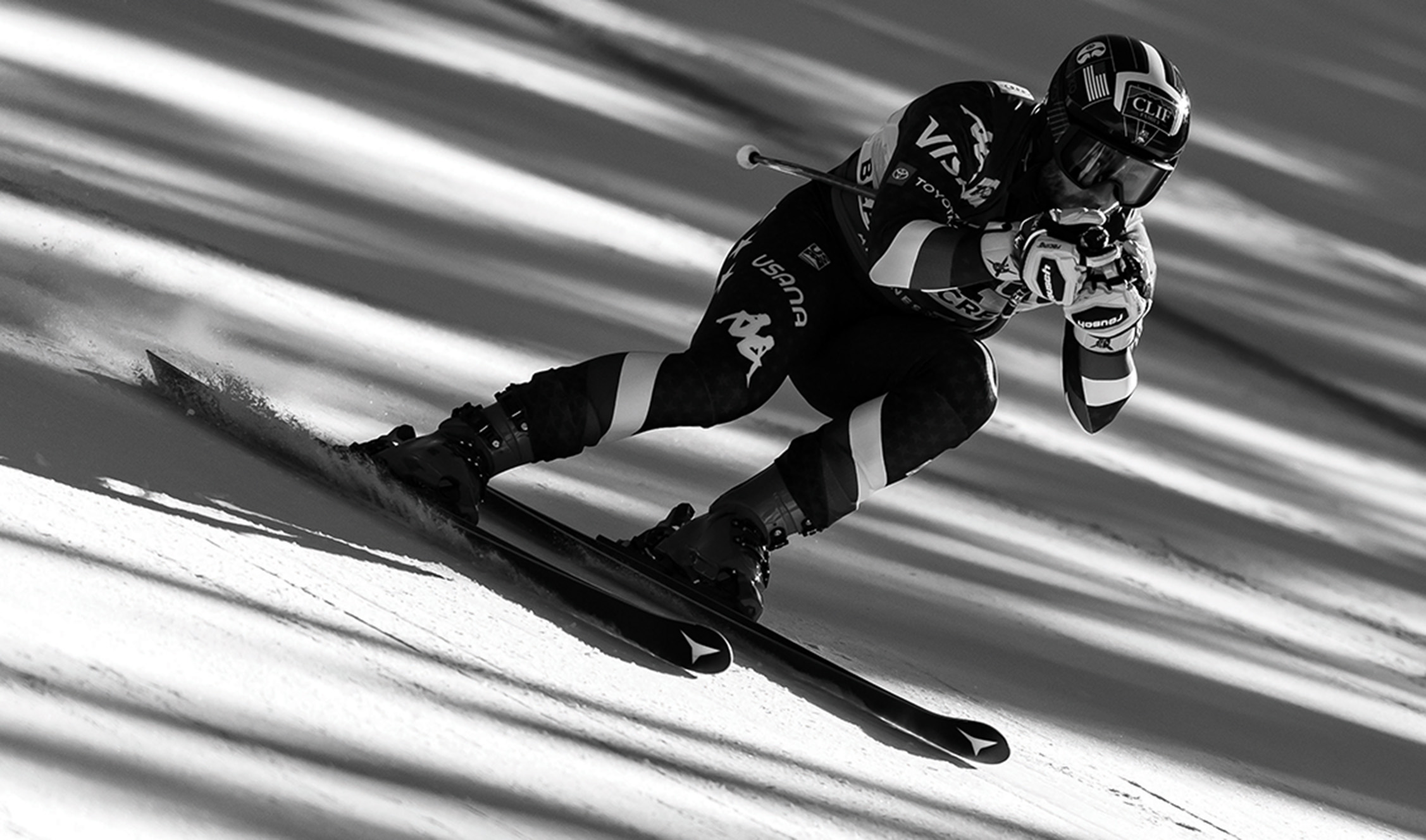Skier racing downhill