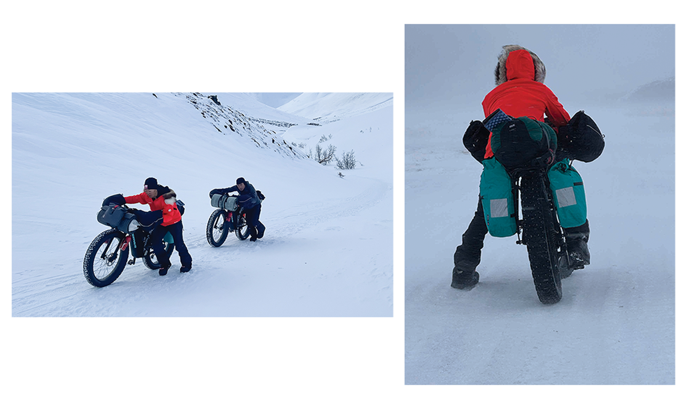 People biking in snow