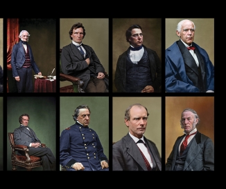 Collage of ten portraits of men in the 1800s