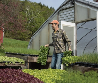 Farmer with produce 