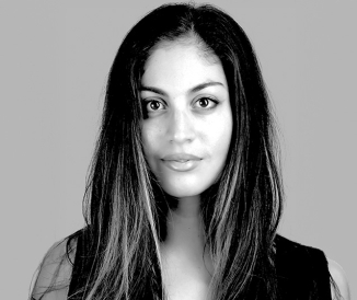 Black and white headshot of woman