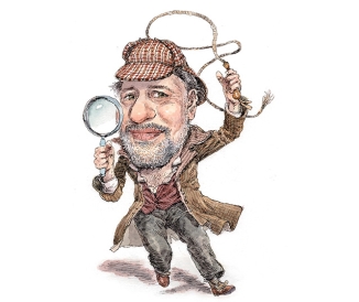 Illustration of man wearing Sherlock Holmes costume