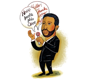 Illustration of man with quote bubbles