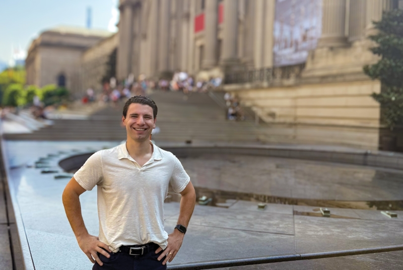 Man standing in front of building