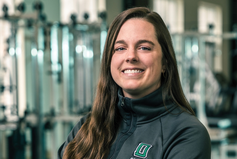 Headhsot of woman in fitness center