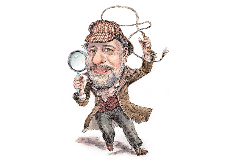 Illustration of man wearing Sherlock Holmes costume
