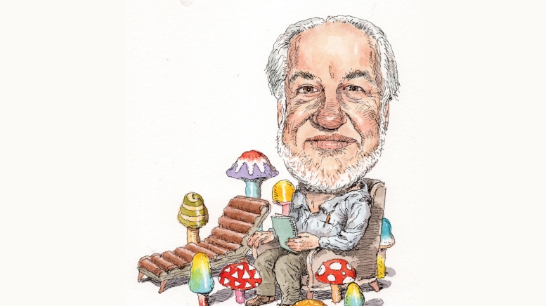 Illustration of man with mushrooms