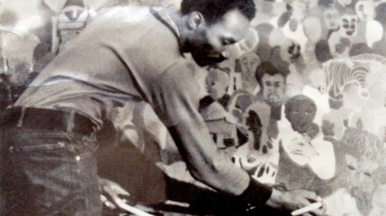 Florian Jenkins working on the Tribes panel, 1972. Unknown photographer. Courtesy of the artist.