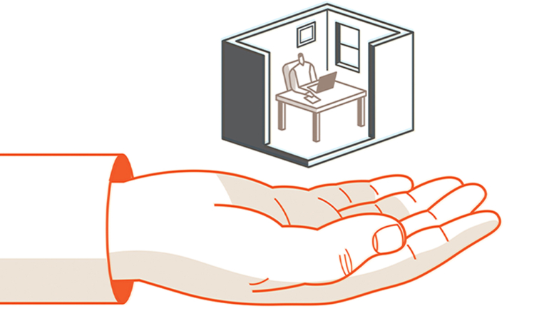 Illustration of hand holding office