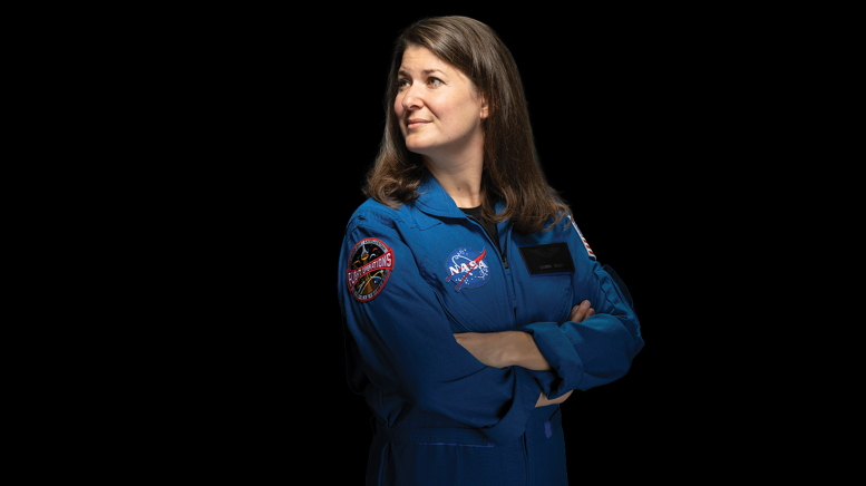 Woman wearing astronaut suit