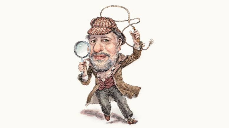 Illustration of man wearing Sherlock Holmes costume