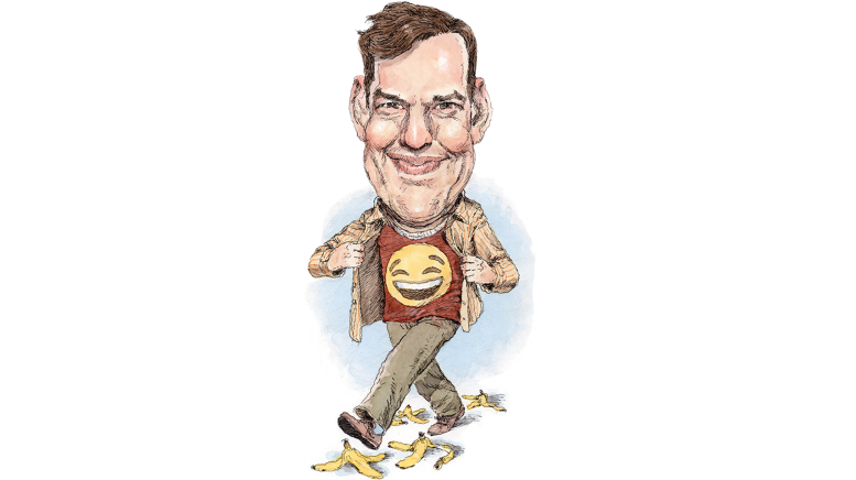 Illustration of man with smiley t-shirt