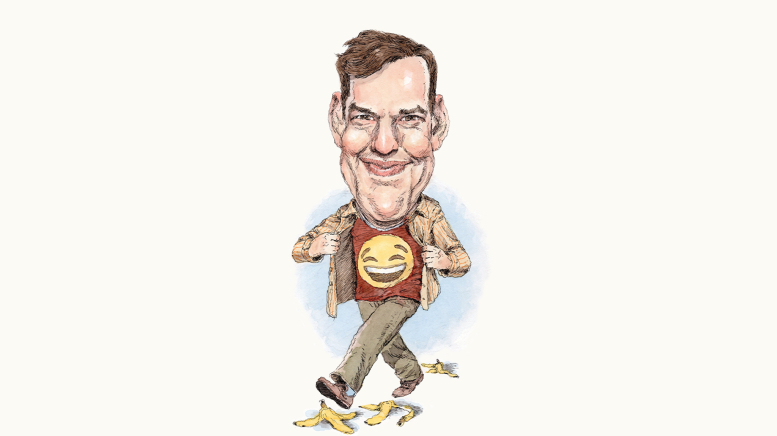 Illustration of man with smiley t-shirt
