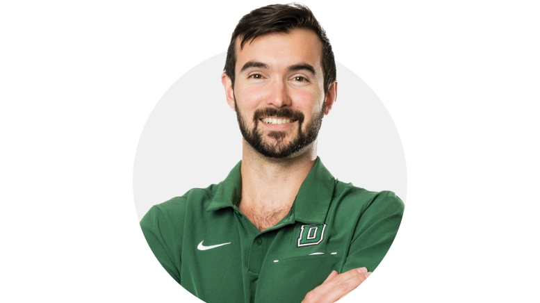 Man wearing button-up Dartmouth shirt