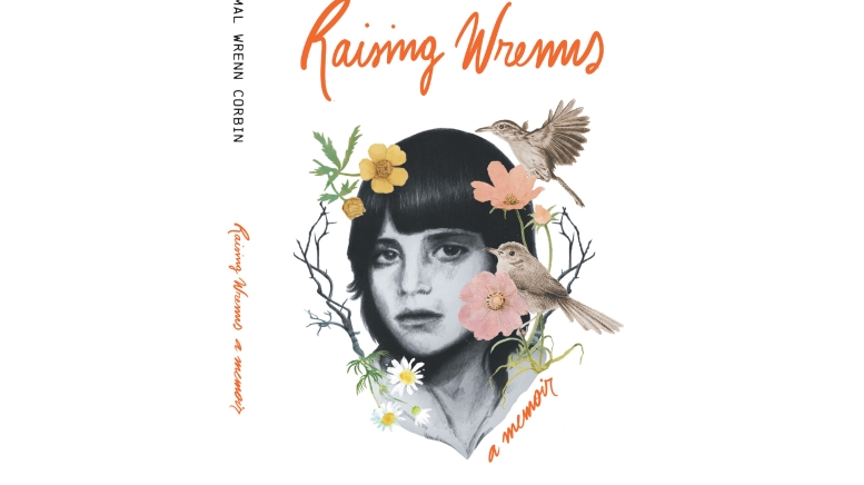 Book cover with woman's face, flower, and bird