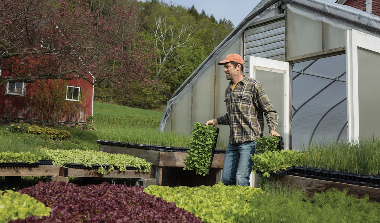 Farmer with produce 