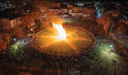 Bonfire on college campus