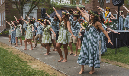Students dancing during lū’au