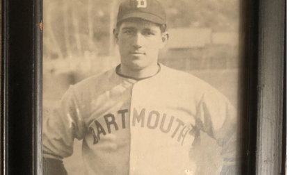 Dartmouth baseball player in uniform