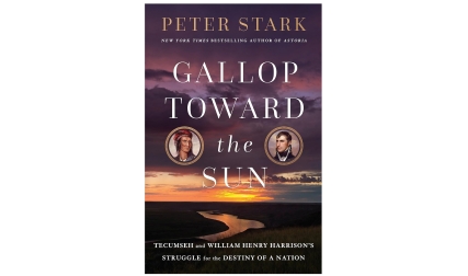 Book cover with image of sun setting