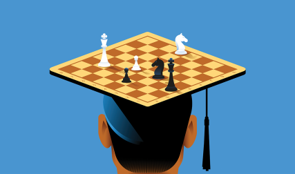 grad with chessboard on grad cap