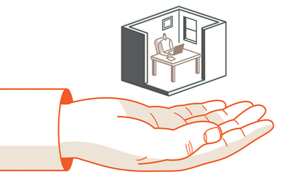 Illustration of hand holding office