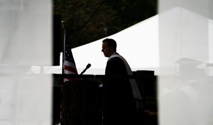 Man speaking at Commencement