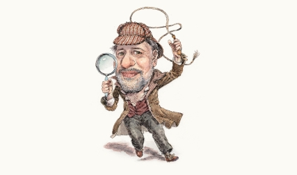 Illustration of man wearing Sherlock Holmes costume