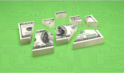 hundred dollar bill in pieces