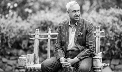 Man sitting in garden