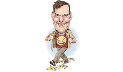 Illustration of man with smiley t-shirt