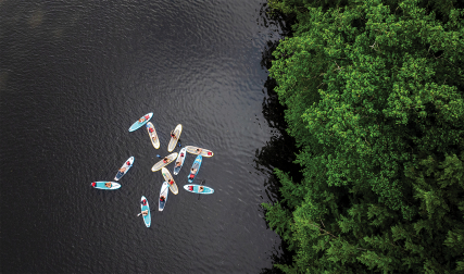 Paddleboards on river