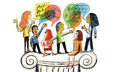 illustration of people with speech bubbles
