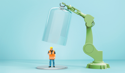 Illustration of man wearing safety gear