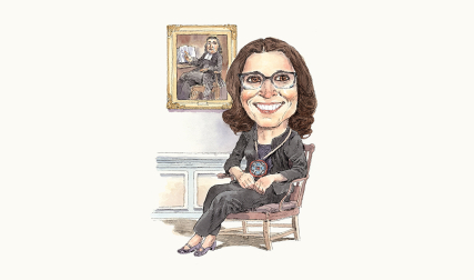 Illustration of woman sitting in chair