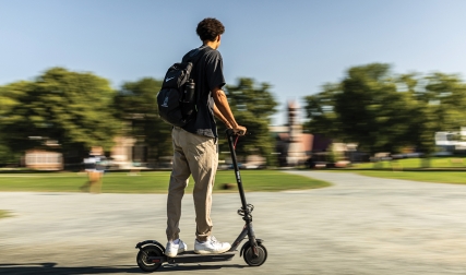 Student on scooter