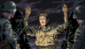 Man holding hands in the air in army uniform