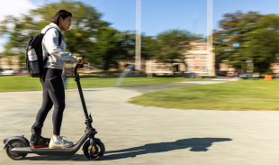Woman on e-scooter